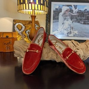 Sam Edelman Orange Velvet Loafers NWT